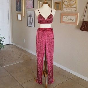 Vintage 1980's Burgundy Rhinestone Pants